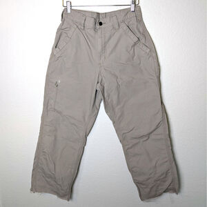Carhartt Distressed Crop Raw Hem Cargo Tan Pants 31x30 Grunge Urban Utility